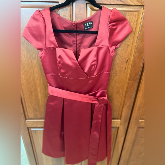 BCBG Red Satin Cocktail Dress - Picture 1 of 2